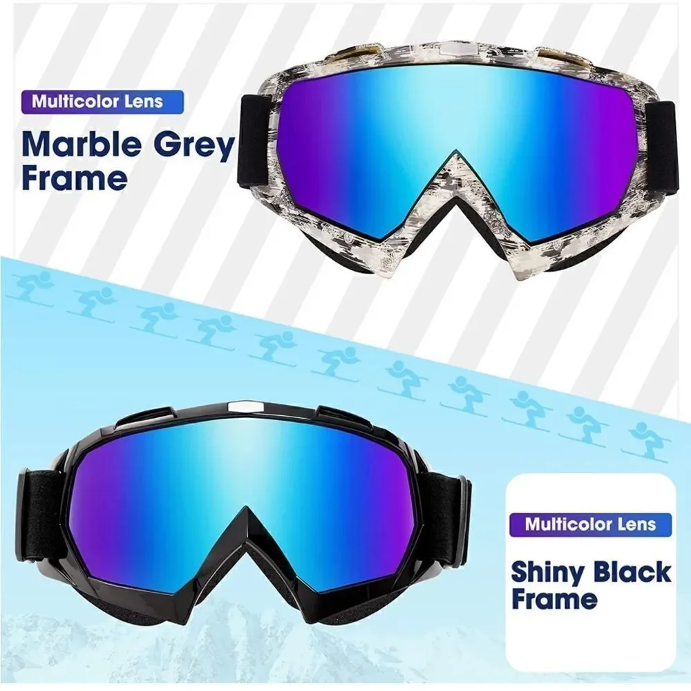 Black and Marble Ski Goggles Unisex 2 pairs